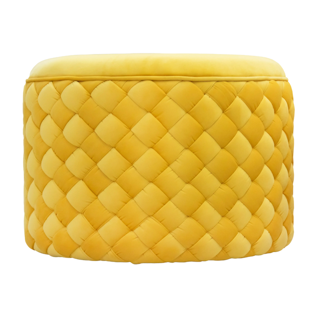 Stool woven mellow yellow velvet 60x60x45