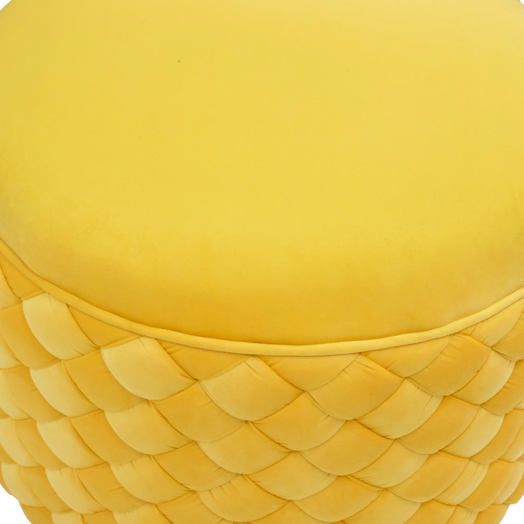 Stool woven mellow yellow velvet 60x60x45