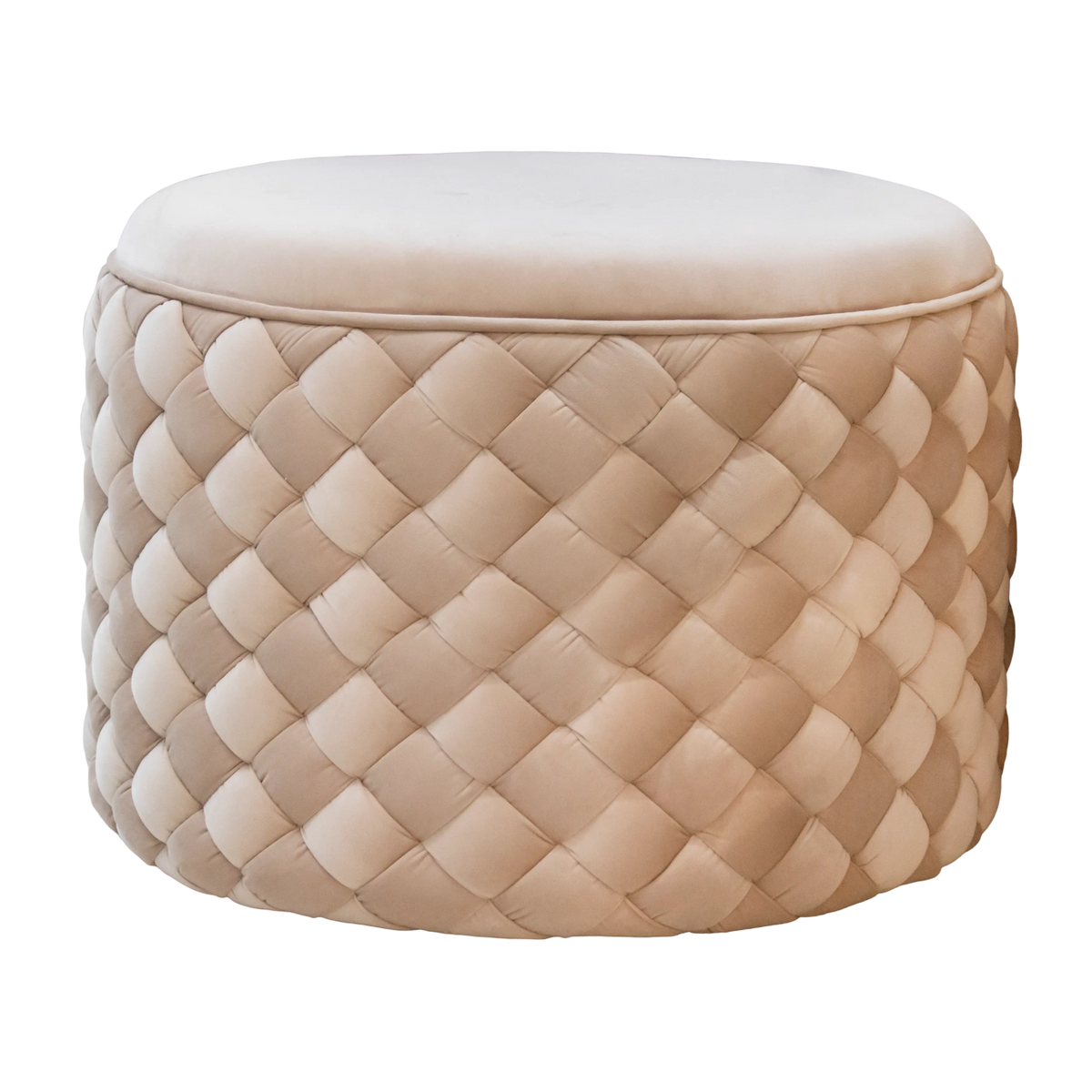 Stool woven warm champagne velvet 60x60x45