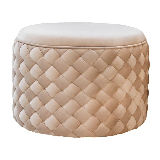 Stool woven warm champagne velvet 60x60x45