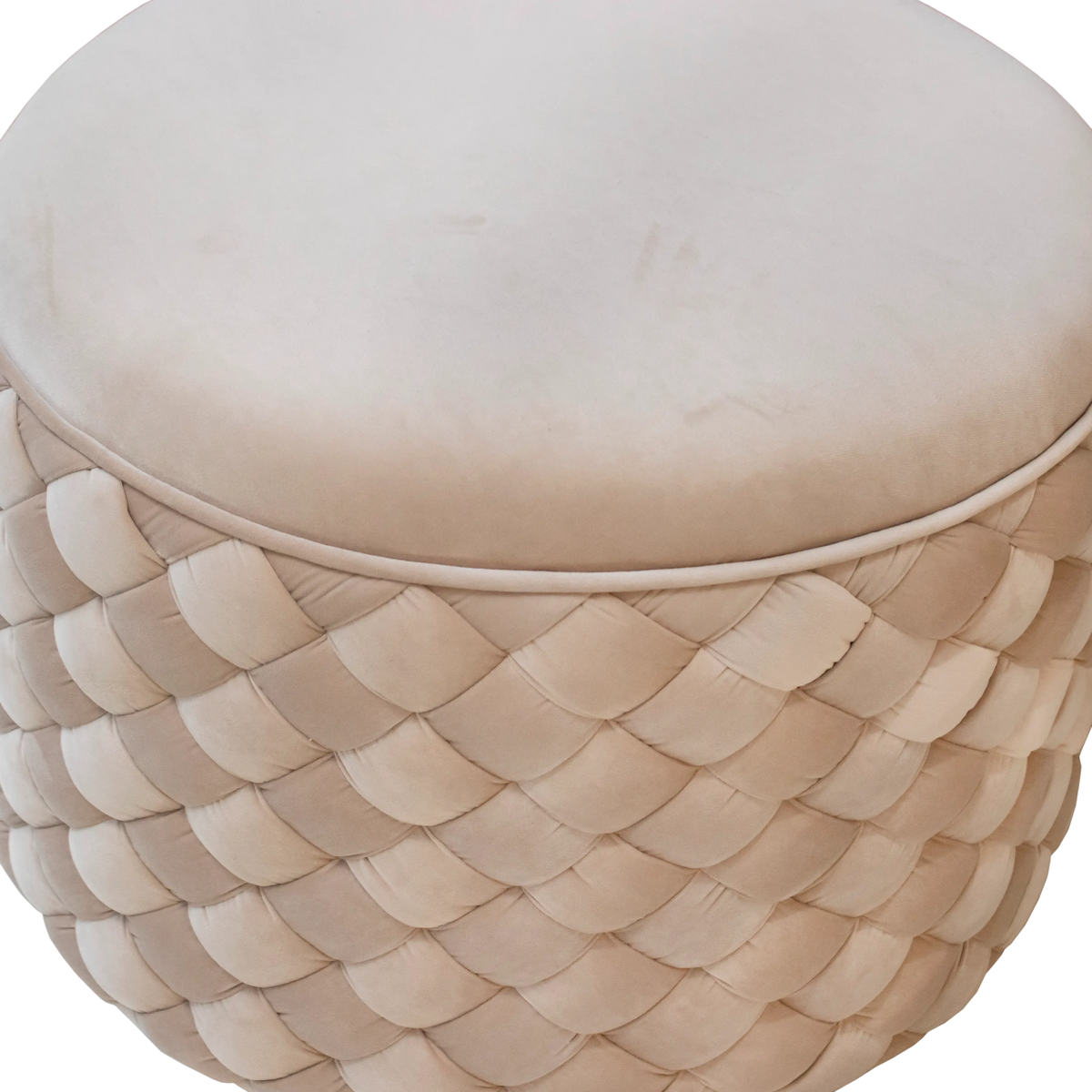 Stool woven warm champagne velvet 60x60x45