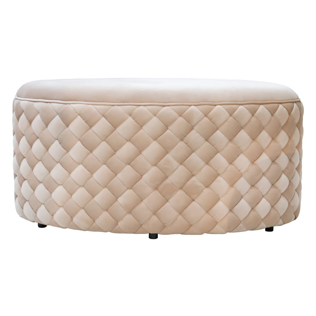 Stool woven warm champagne velvet 90x57x45