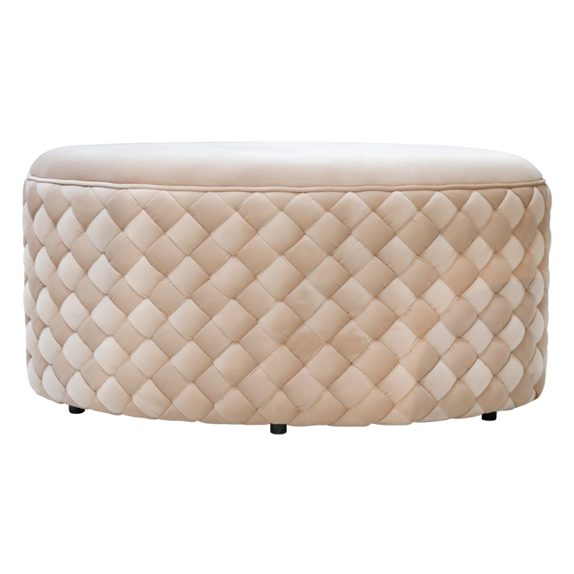 Stool woven warm champagne velvet 90x57x45