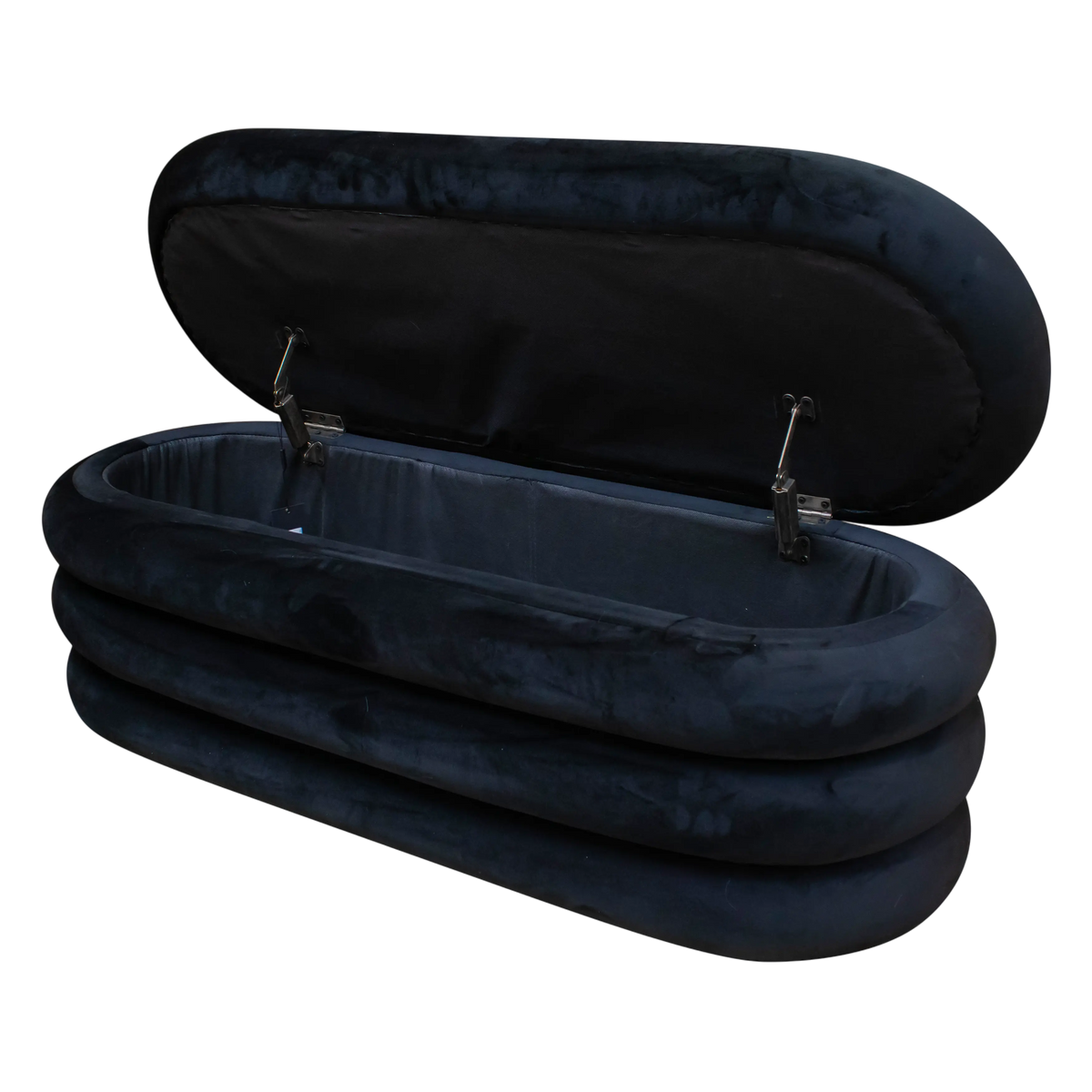 Stool w/storage black velvet 114x45x44