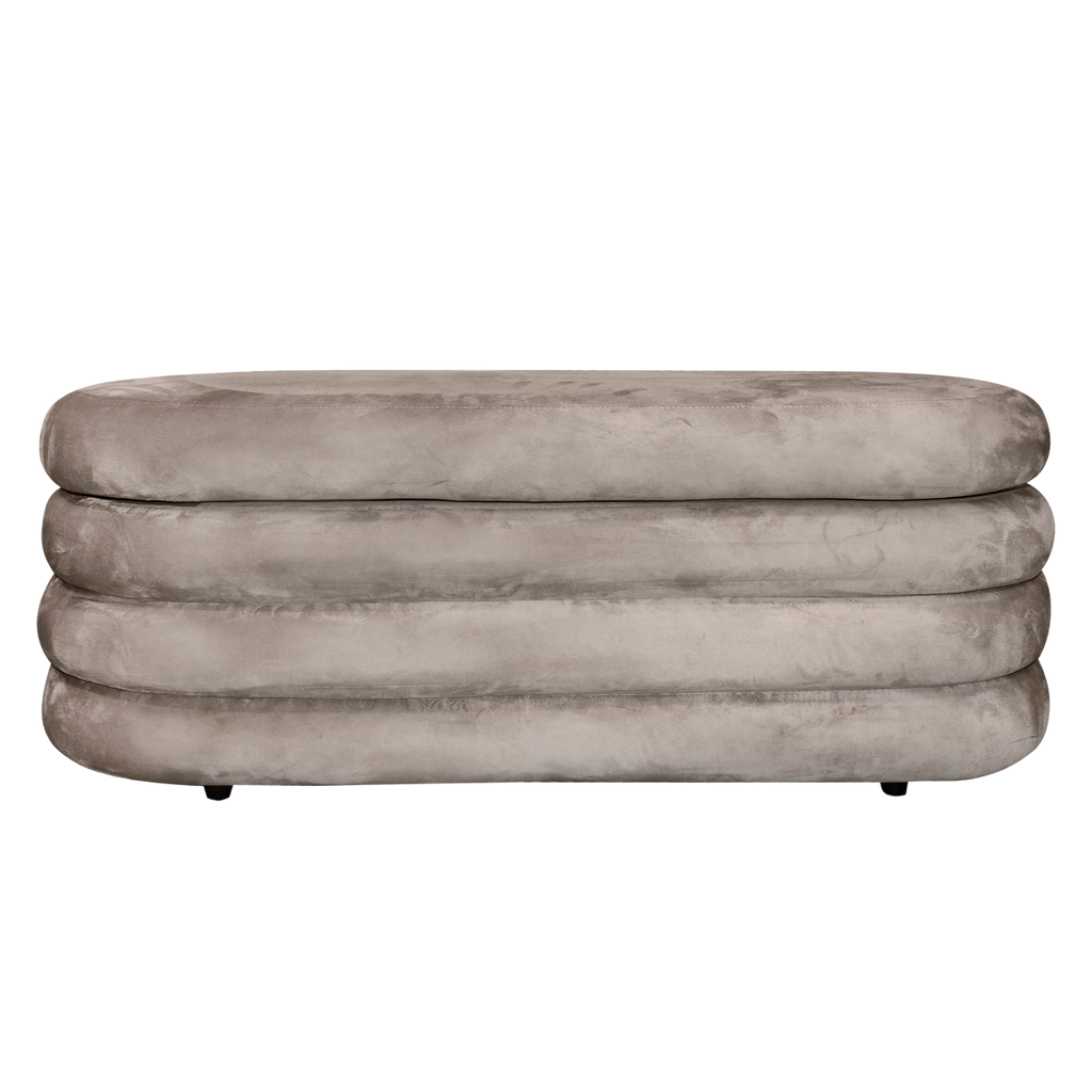 Stool w/storage grey velvet 114x45x44