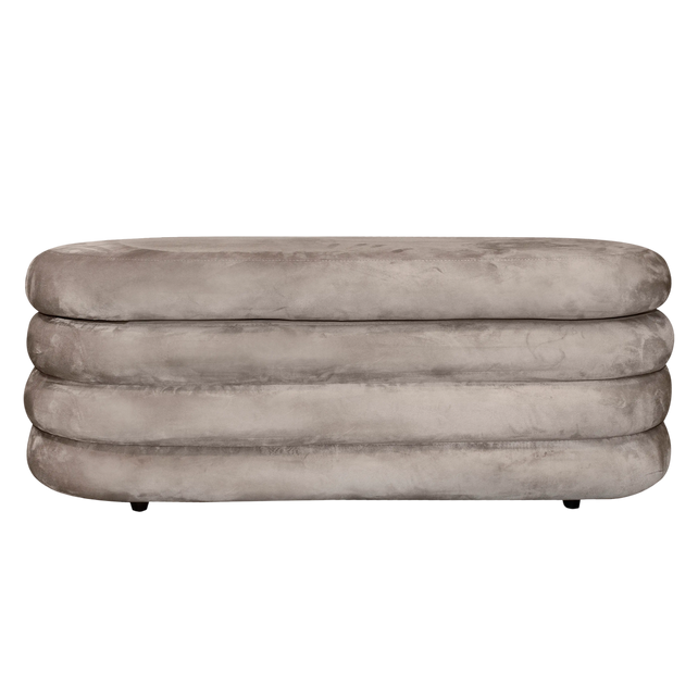 Stool w/storage grey velvet 114x45x44