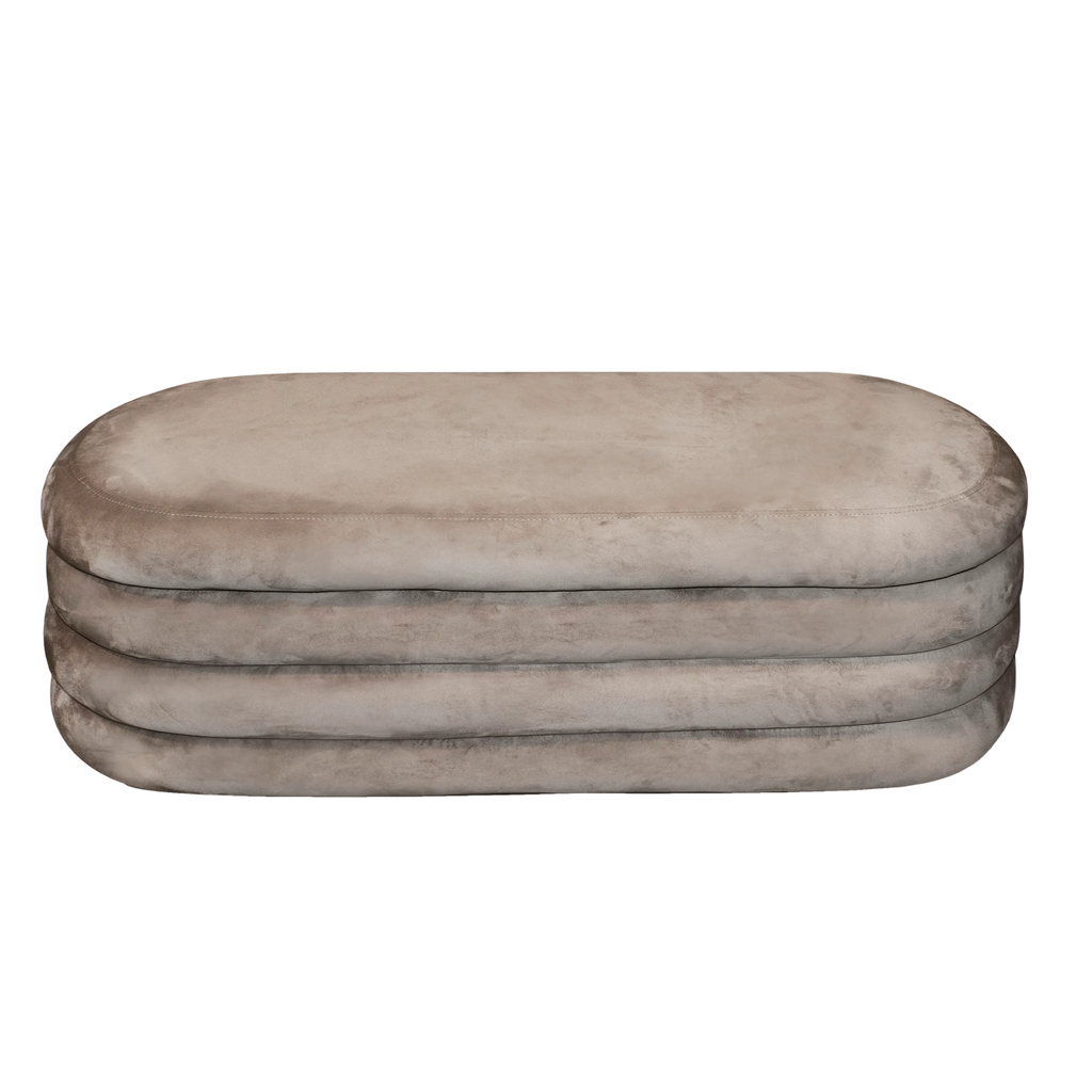 Stool w/storage grey velvet 114x45x44