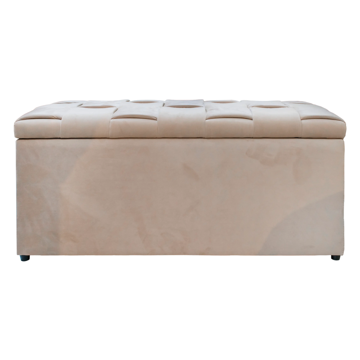 Ottoman w/storage and 2 stool warm champagne velvet 98x44x45
