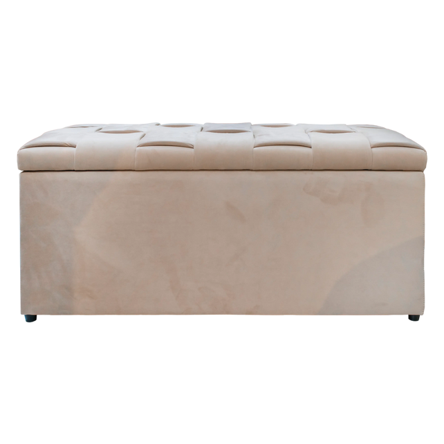 Ottoman w/storage and 2 stool warm champagne velvet 98x44x45