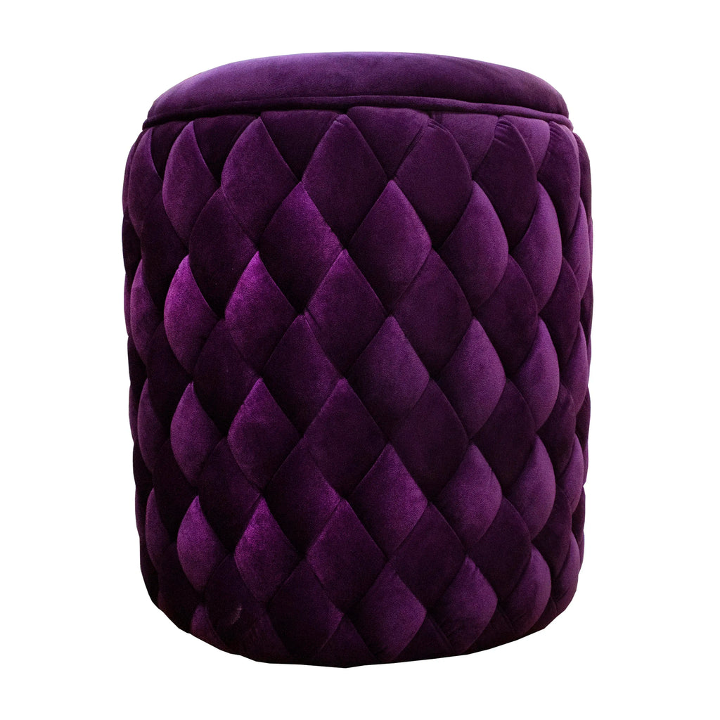 Stool woven dark purple velvet 40x40x48