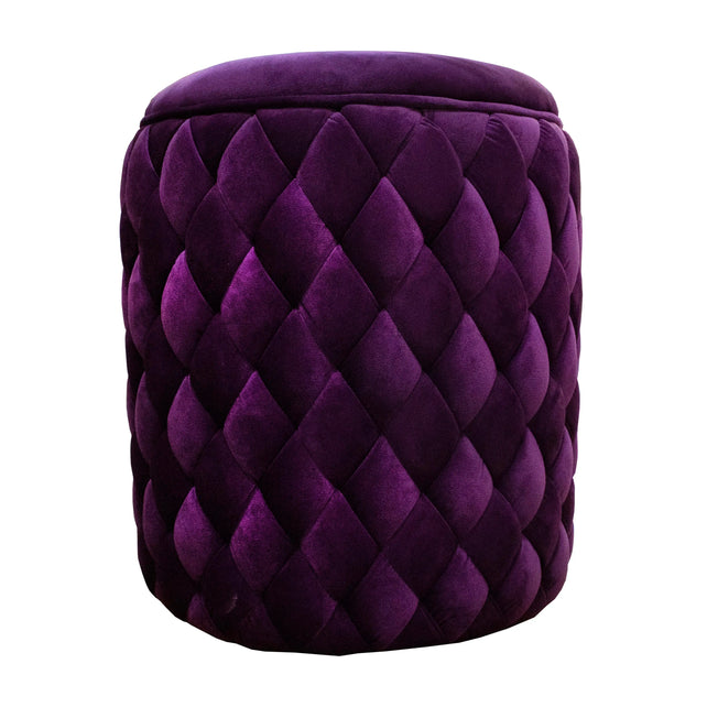 Stool woven dark purple velvet 40x40x48