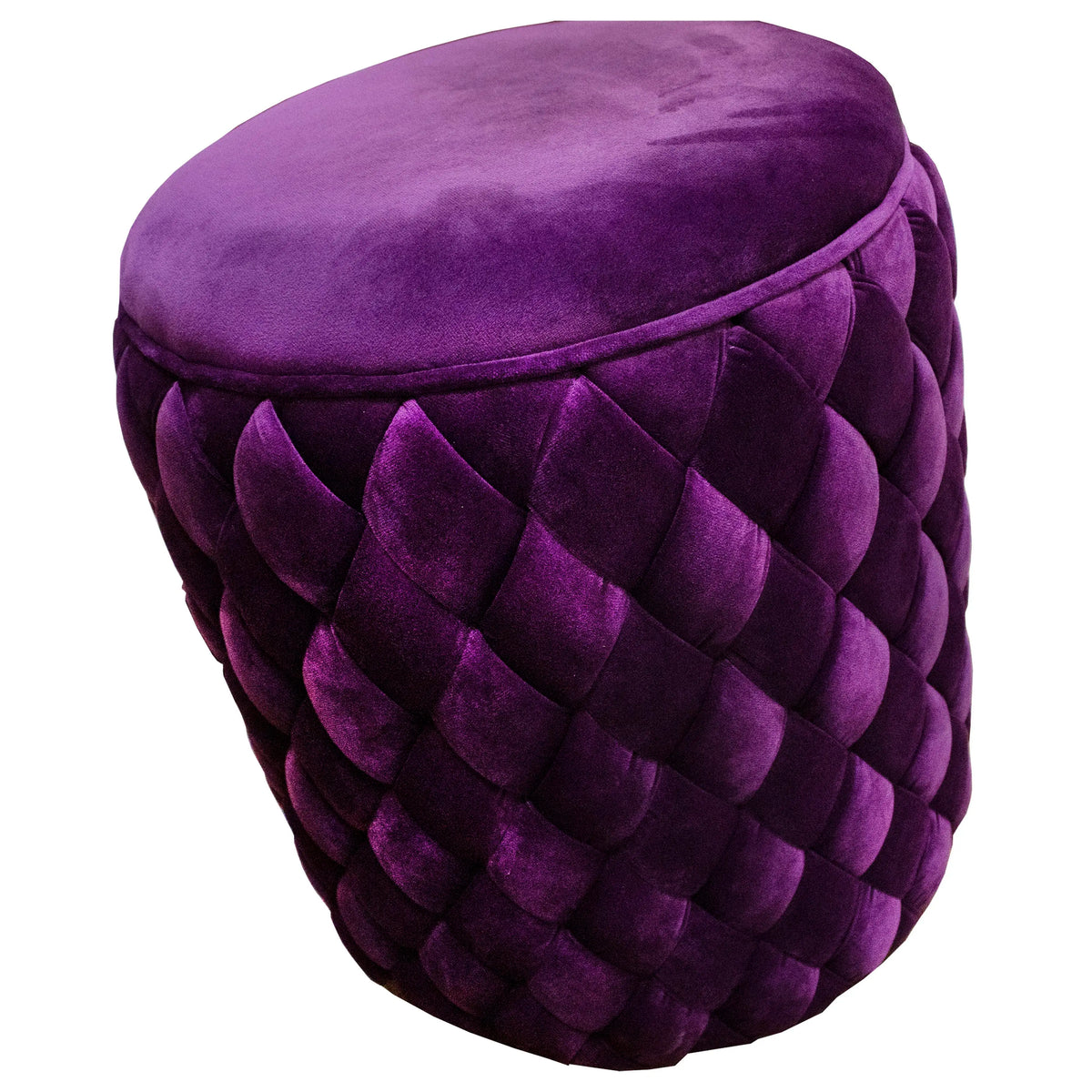 Stool woven dark purple velvet 40x40x48