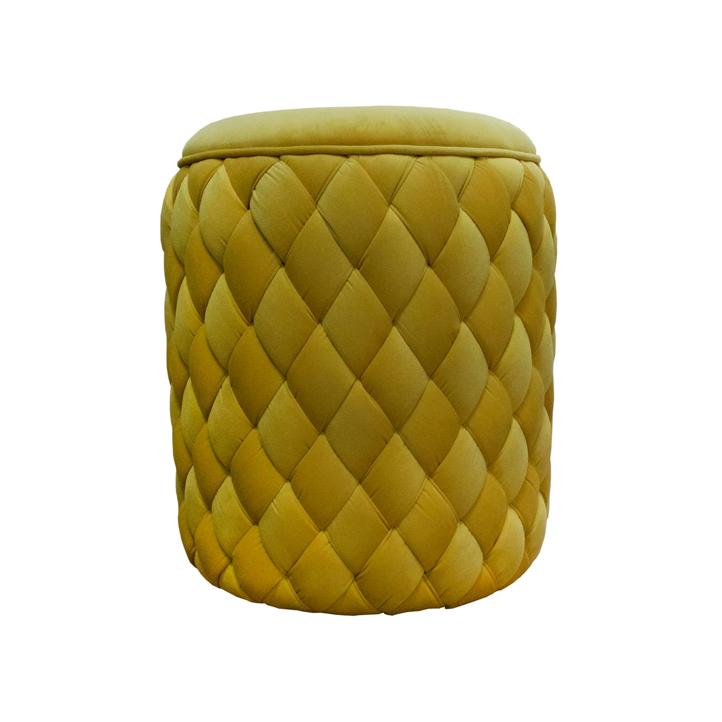 Stool woven mellow yellow velvet 40x40x48