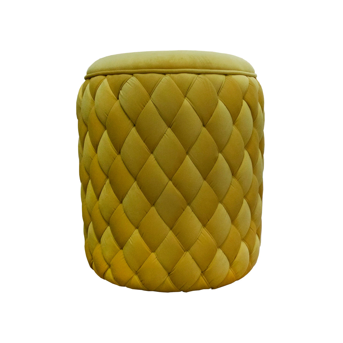 Stool woven mellow yellow velvet 40x40x48