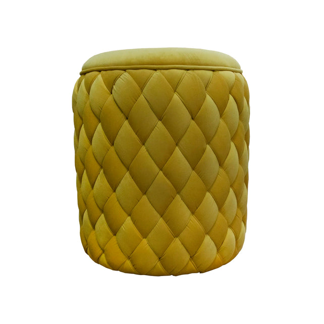 Stool woven mellow yellow velvet 40x40x48