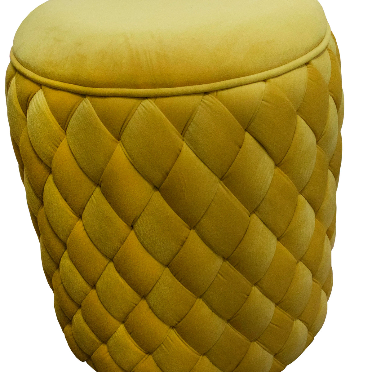 Stool woven mellow yellow velvet 40x40x48