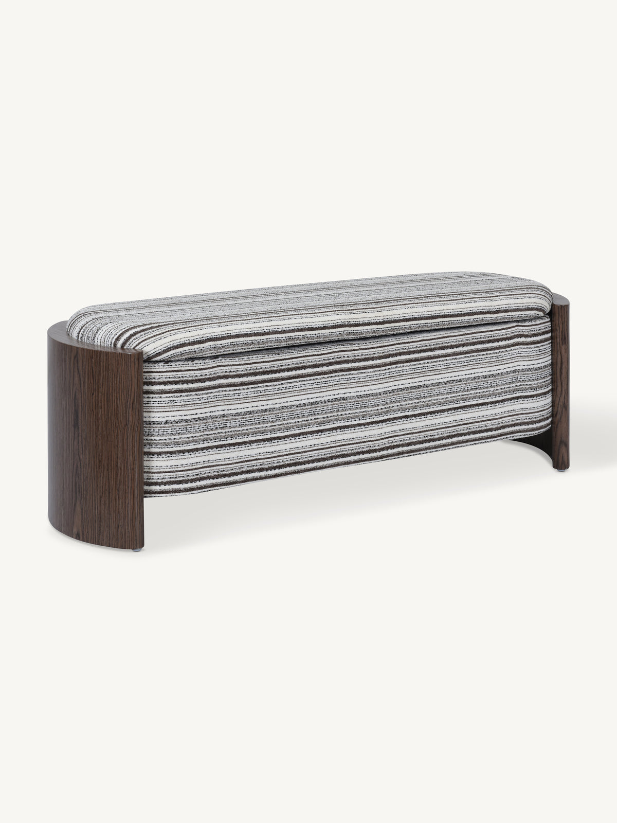Ottoman VALENTO w/storage 126x43x45cm brown stripe