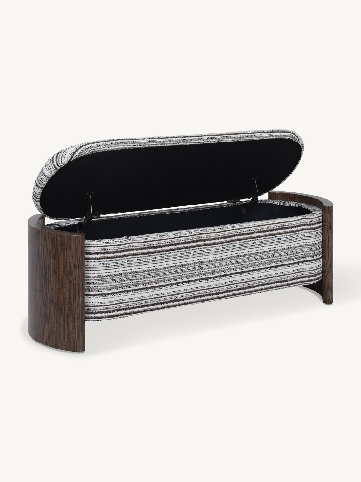Ottoman VALENTO w/storage 126x43x45cm brown stripe