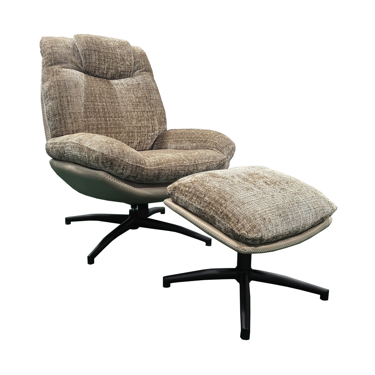 Armchair GEORGE w/ottoman 81x92x100cm brown