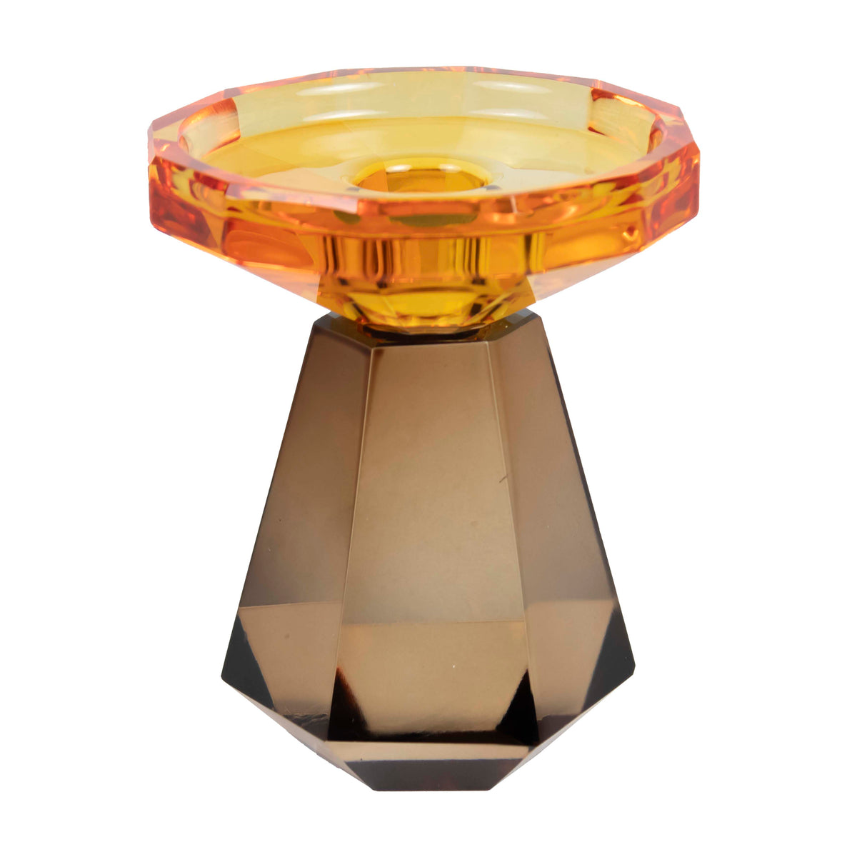 Candle holder neutral multi color crystal glass 9x9x12