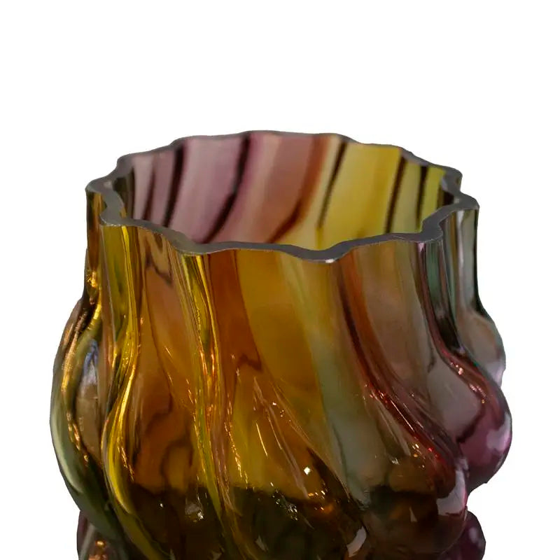 Vase green/yellow/pink glass 18x18x29
