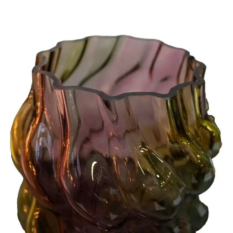 Vase green/yellow/pink glass 18x18x24