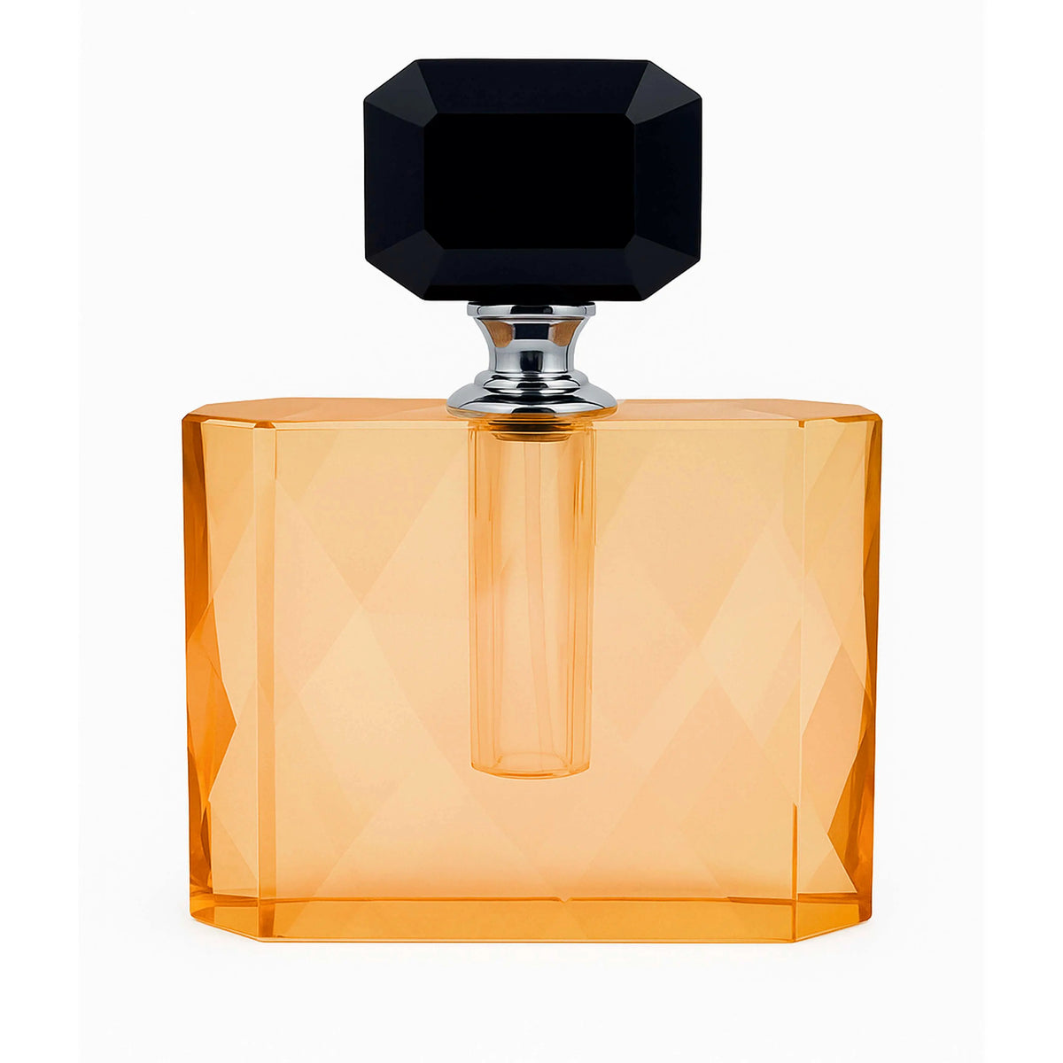 Decorative perfume bottle orange/black crystal glass 14x4x14