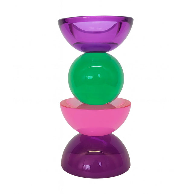 Candle holder multi color crystal glass 8x8x16