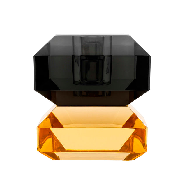 Candle holder black/orange crystal glass 5x5x8