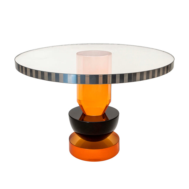 Plate on stand orange/black crystal glass 22x22x12
