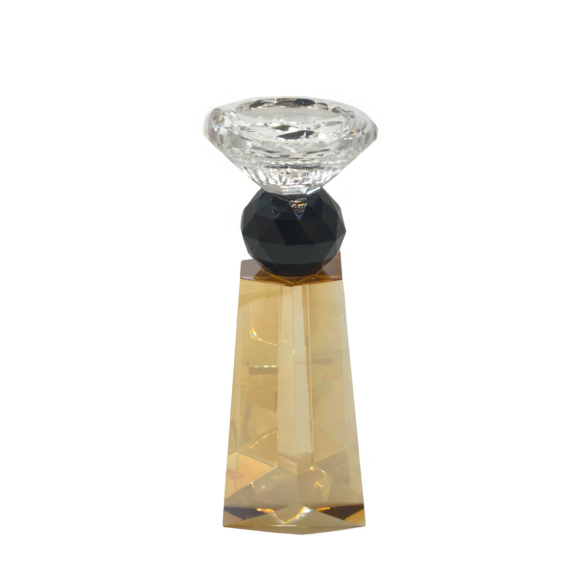 Candle holder OUDRA Ø6x20cm clear gold lustre+bl