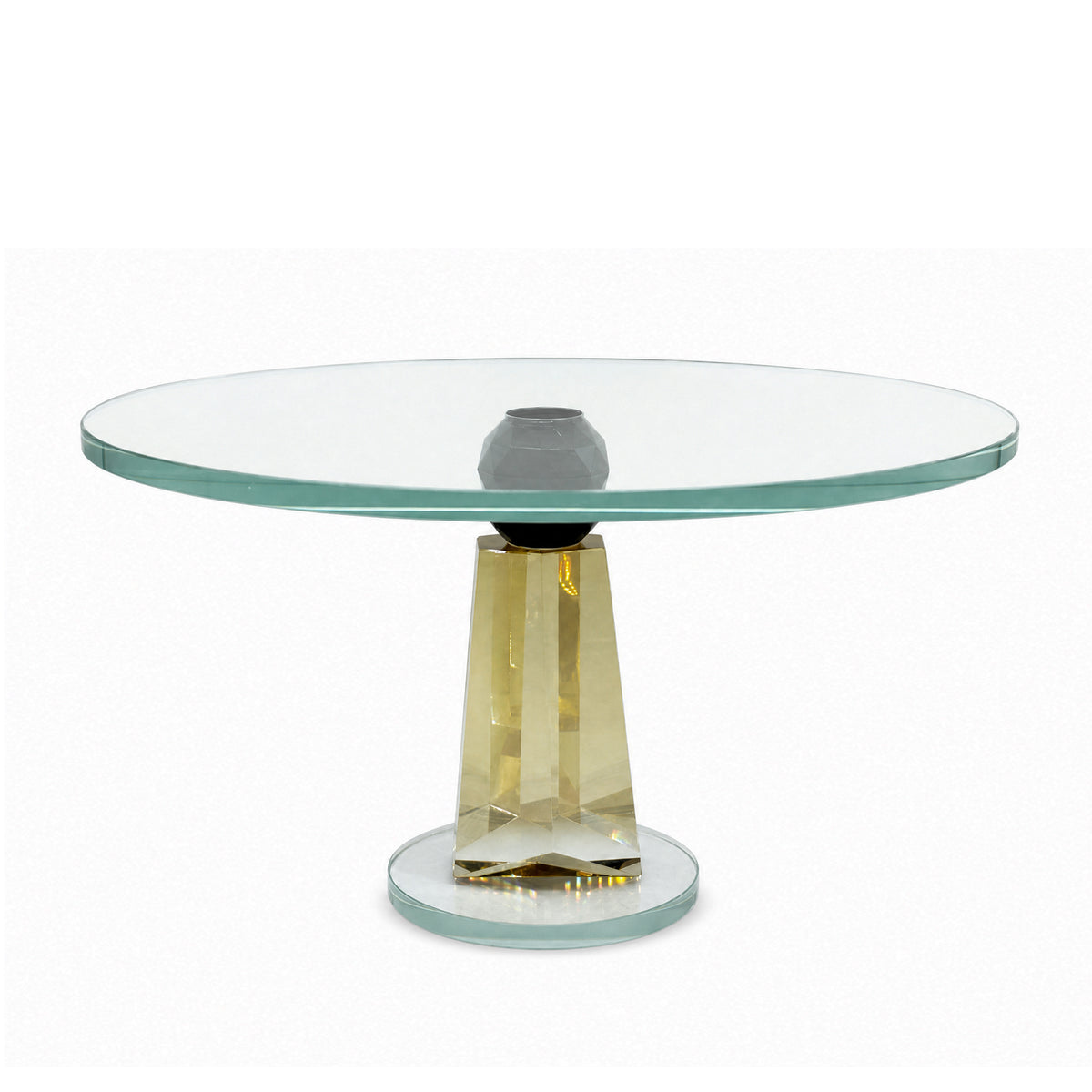 Plate on stand OUDRA Ø27x18cm clear gold lustre+black