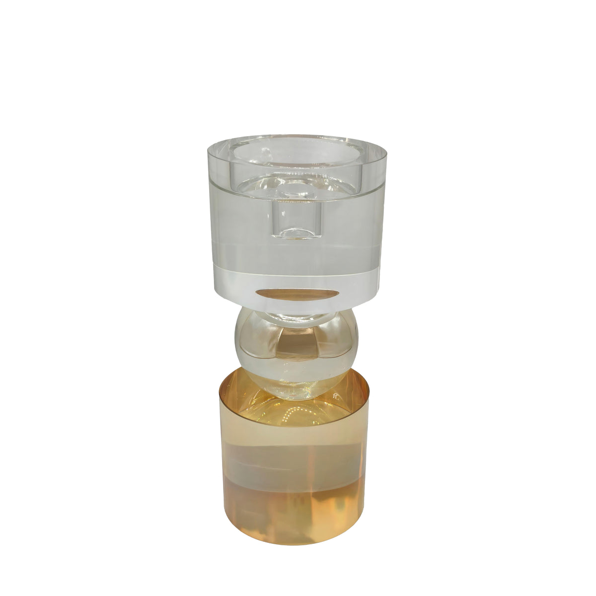 Candle holder OBSCURA Ø10x24cm clear gold lustre