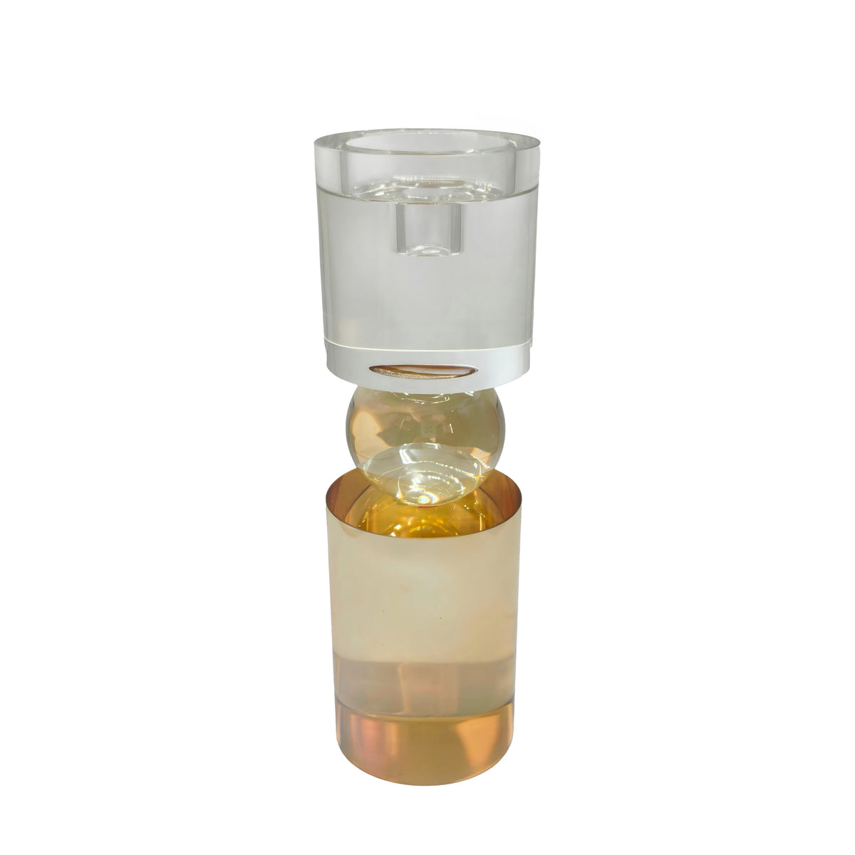 Candle holder OBSCURA Ø10x32cm clear gold lustre