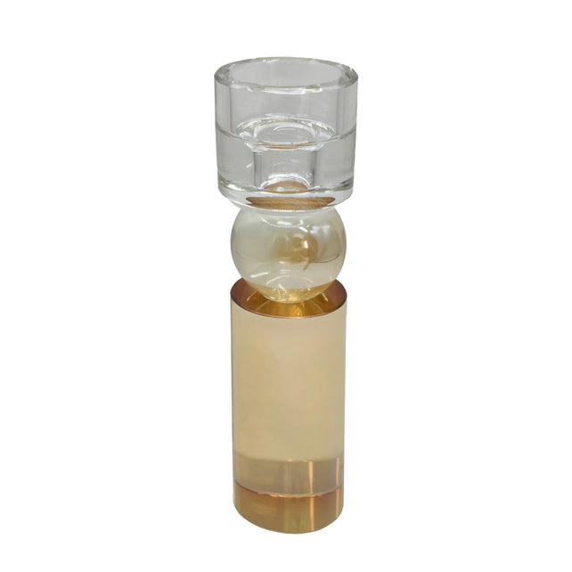 Candle holder OBSCURA Ø5x20cm clear gold lustre