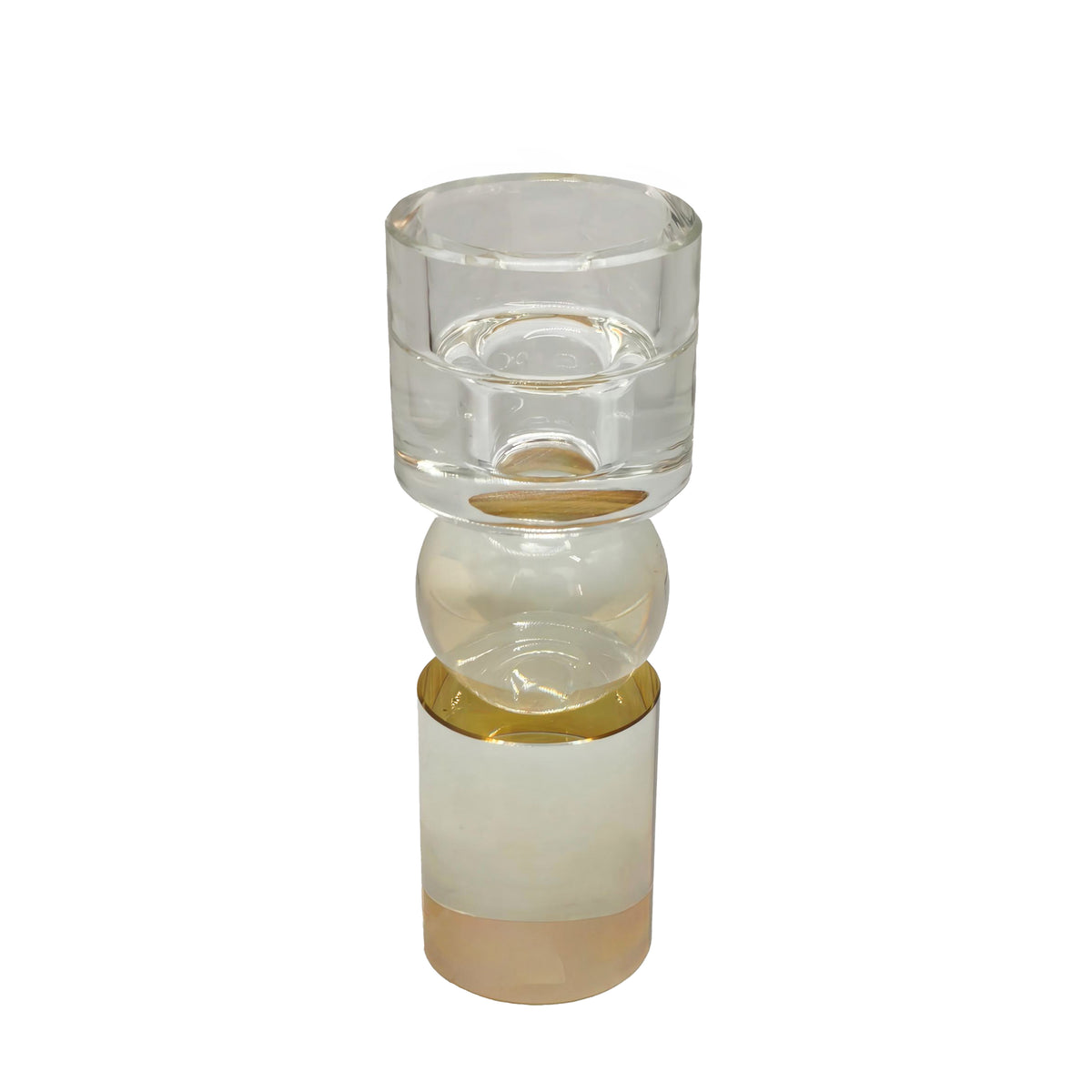 Candle holder OBSCURA Ø5x15cm clear gold lustre