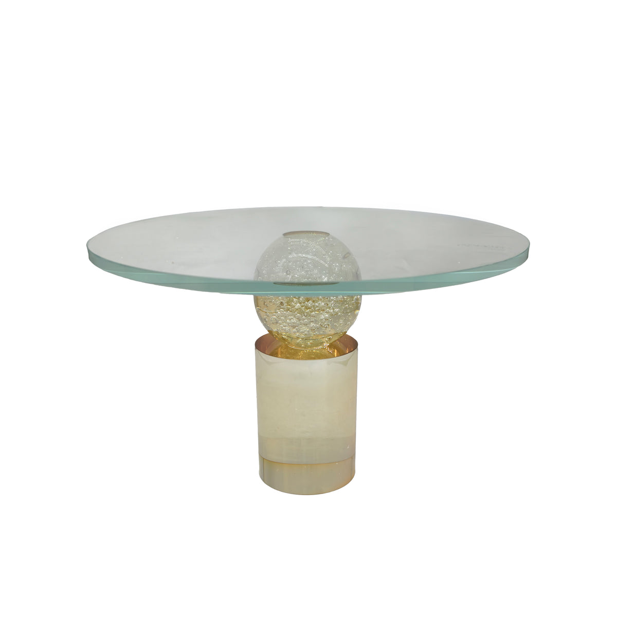 Plate on stand OBSCURA Ø30x18cm clear gold lustre