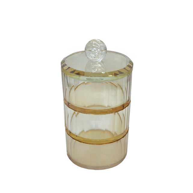 Dose 3-stufig NICOLETTE Ø10x19cm klar gold glänzend