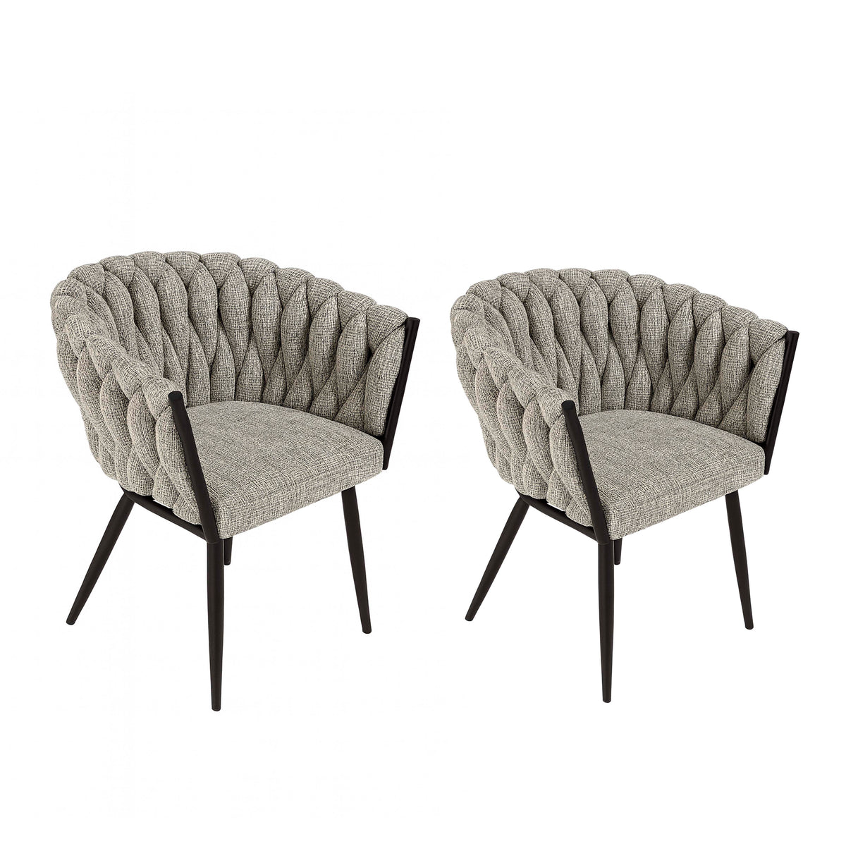 2x  Dining chair woven toffee IR black legs 56x62x68
