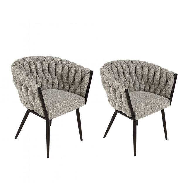 2x  Dining chair woven toffee IR black legs 56x62x68