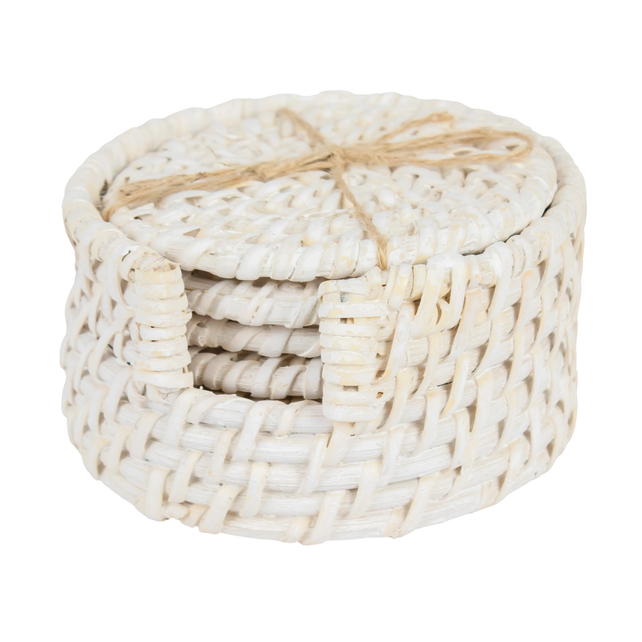 Coaster SET/6 white rattan 12x12x6