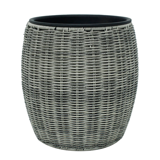 Pot light grey poly rattan 31x31x31