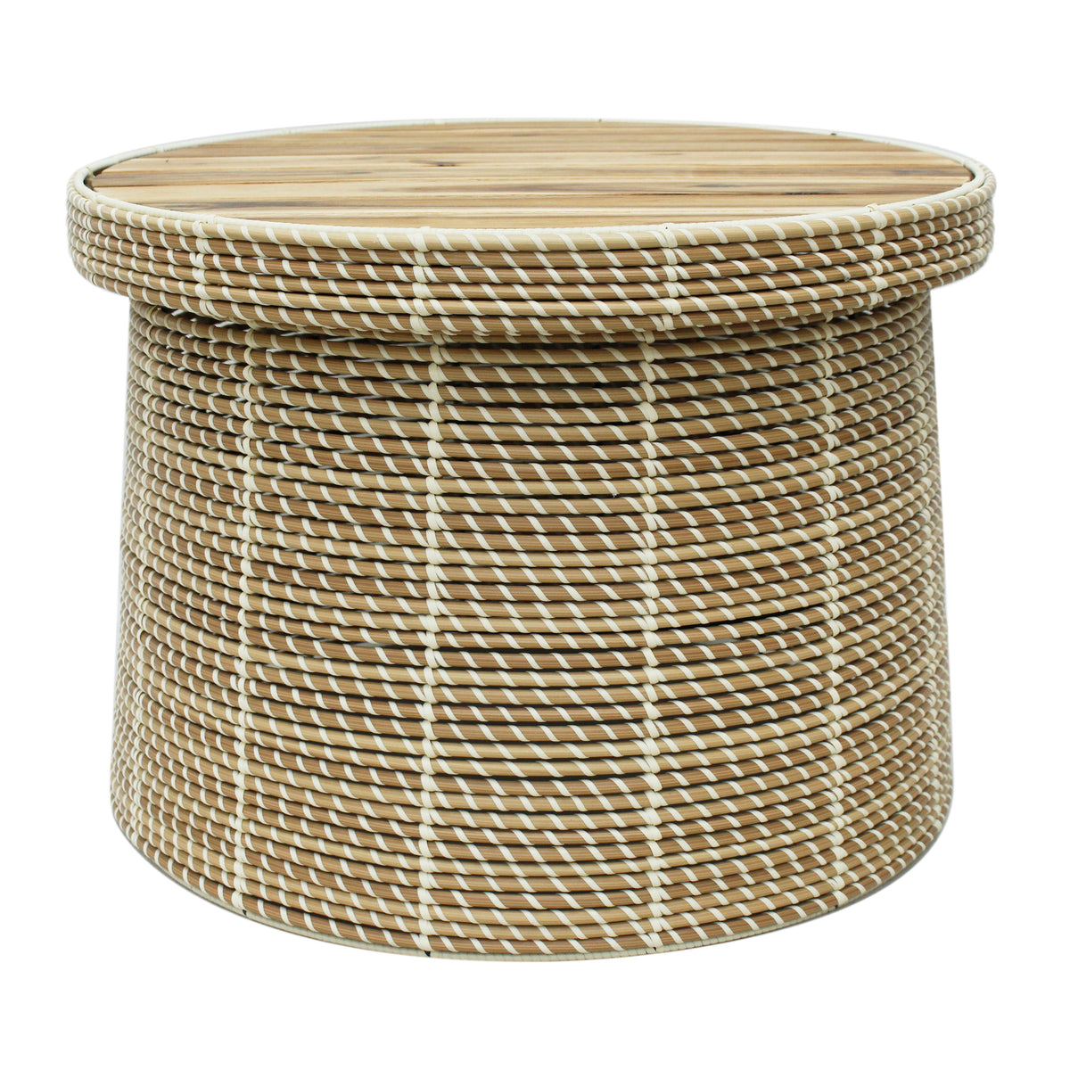 Coffee table w/wooden top light natural poly rattan 62x62x45