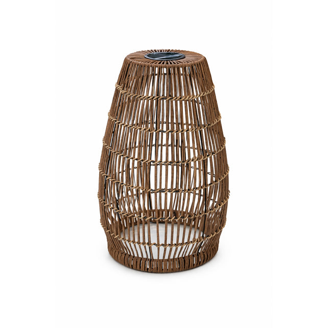 Lantaarn SANUR polyrattan m/zonnelicht Ø35x55cm bruin