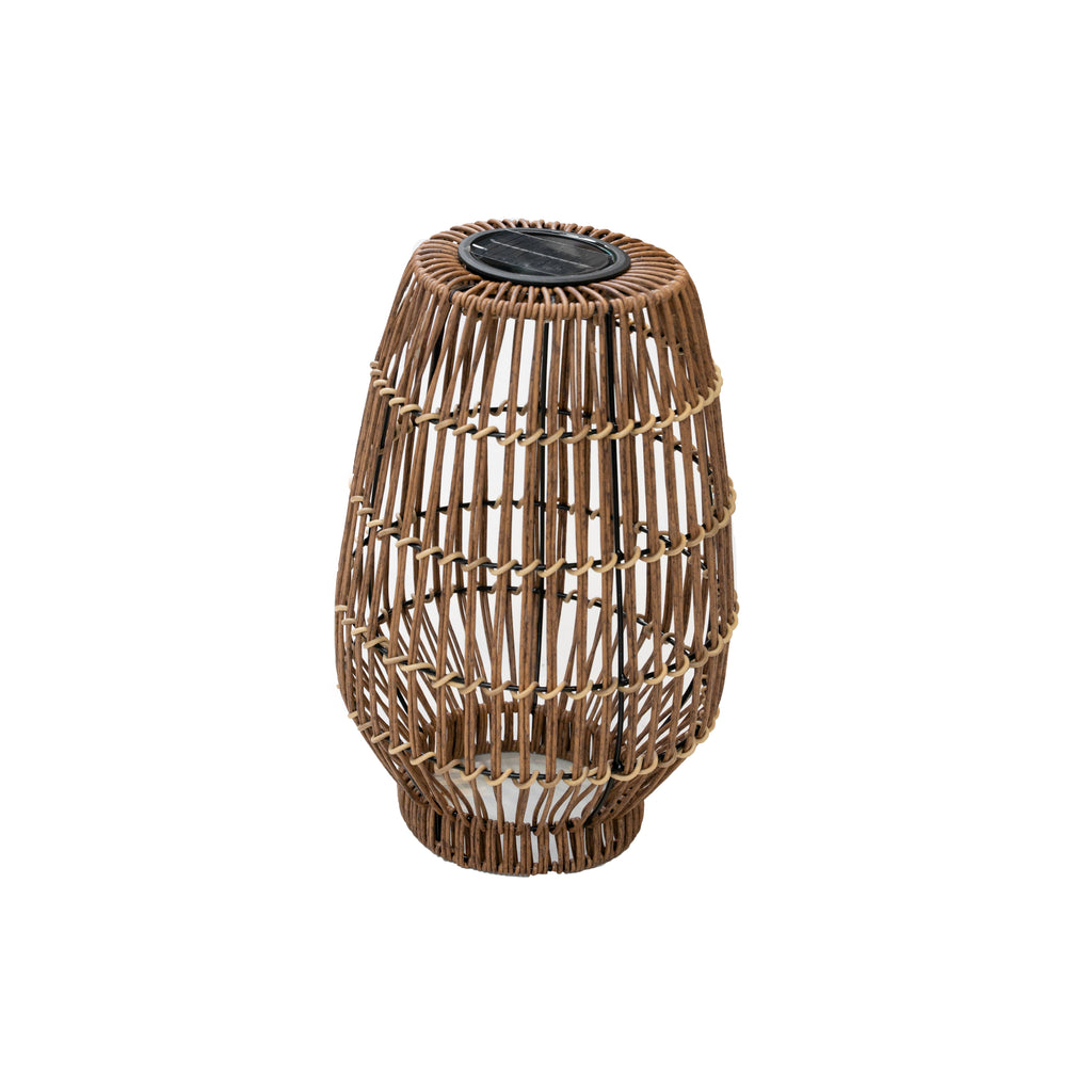 Lantern SANUR poly rattan w/solar light  Ø26x39cm brown