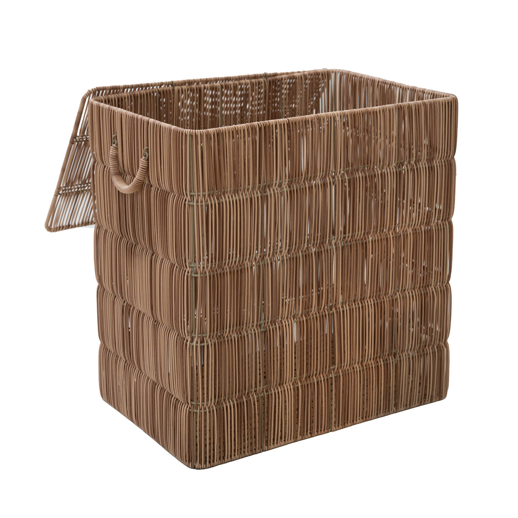 Laundry basket LEGIAN poly rattan 60x40x82cm brown
