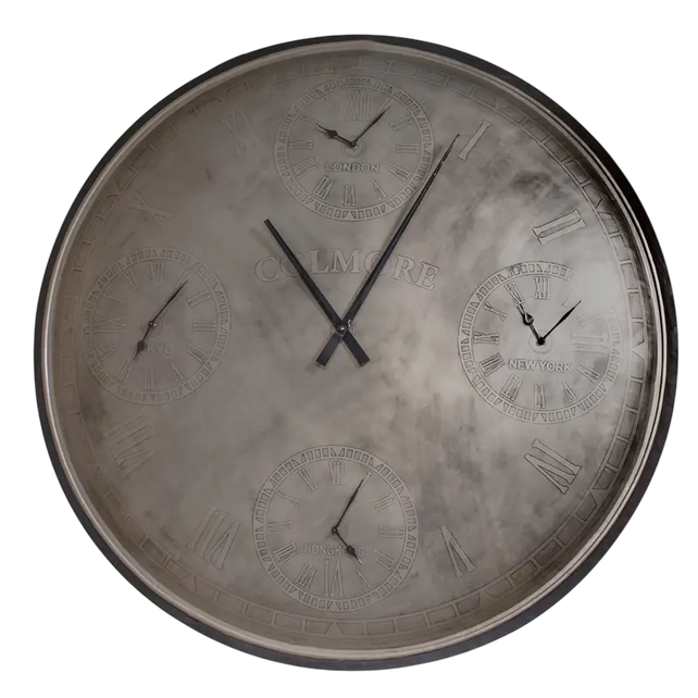 Wall clock antique silver IR 120x10x120