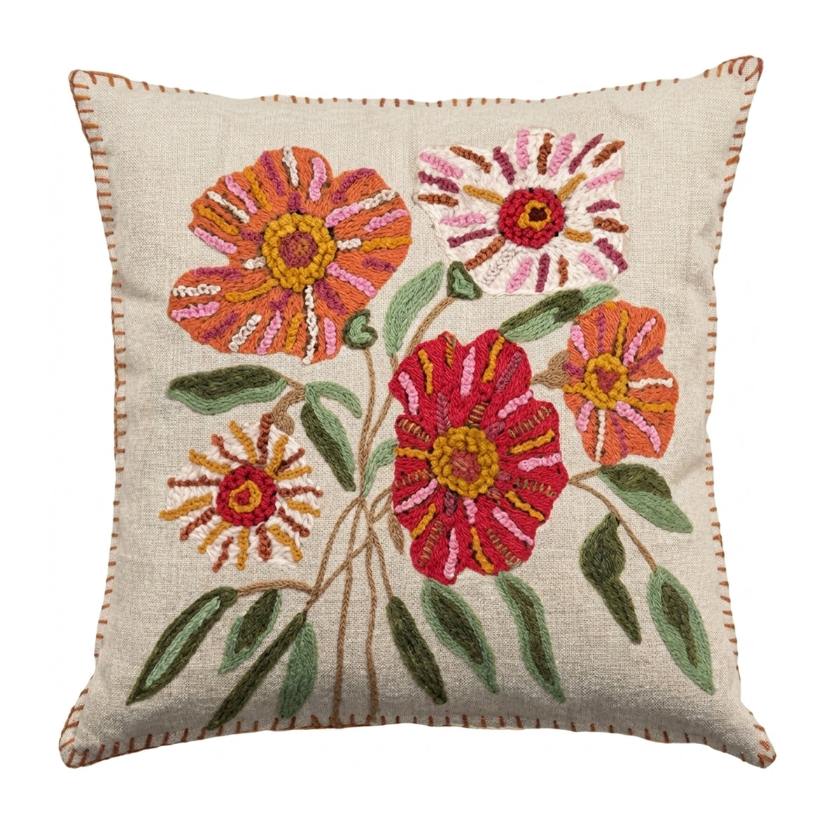 Cushion ASTER handwoven 50x50cm cream multicolor