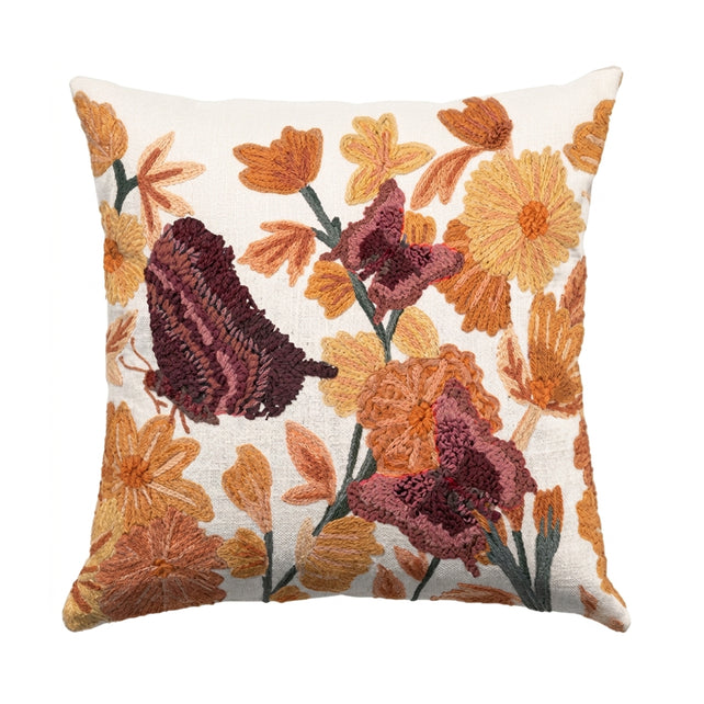 Cushion MARIPOSA handwoven 50x50cm cream multi-orange