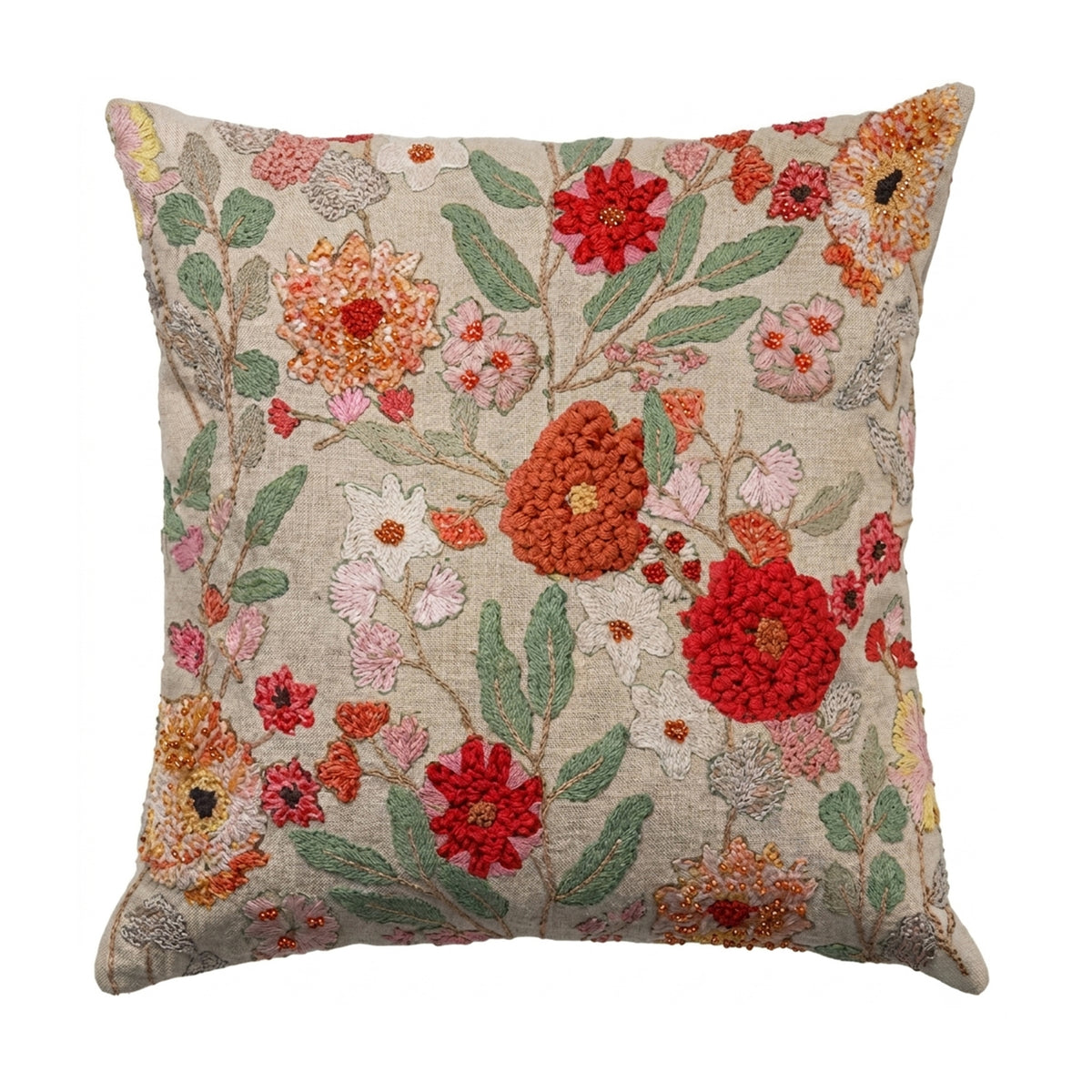 Cushion BLOOM handwoven 50x50cm natural multicolor